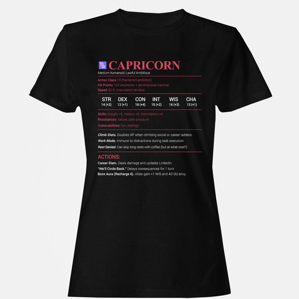 Capricorn Stats Women's T-Shirt - Black - 1