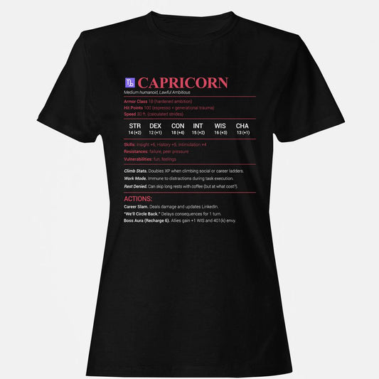 Capricorn Stats Women's T-Shirt - Black - 1