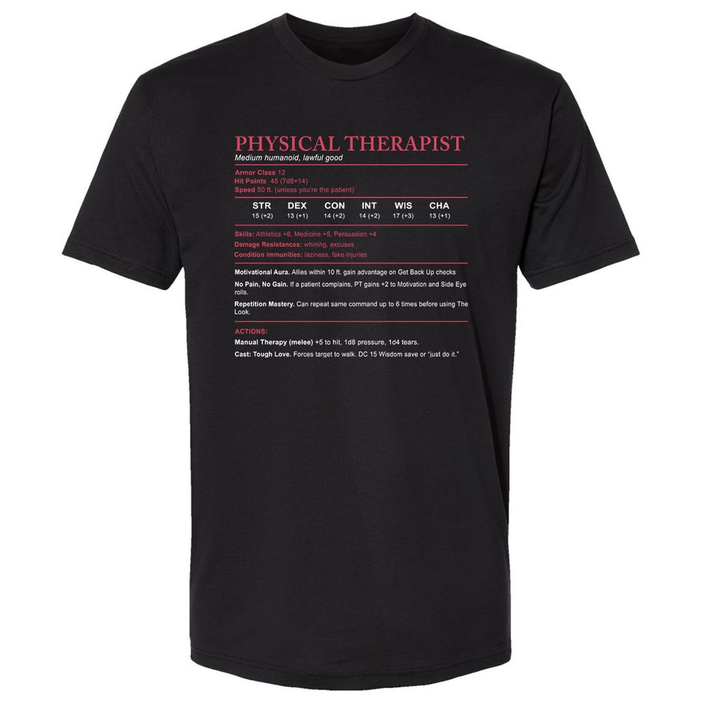 Physical Therapist Stats Premium Unisex T-Shirt - Black - 1