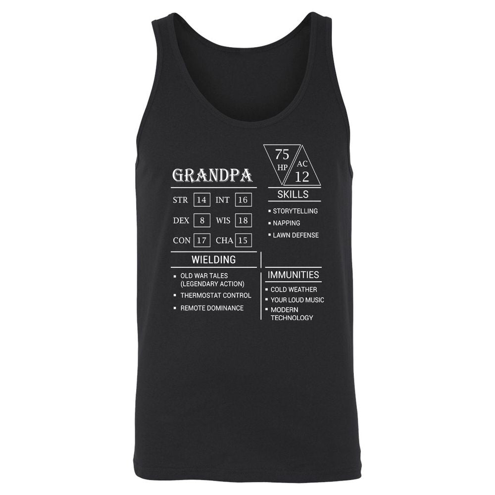 Grandpa Stats Unisex Jersey Tank - Black - 1