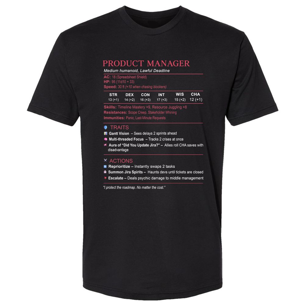Product Manager Stats (PM) Premium Unisex T-Shirt - Black - 1