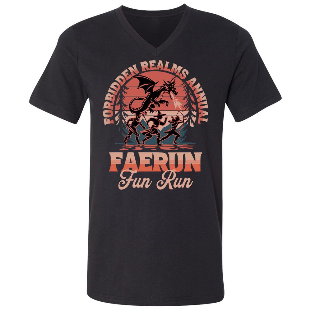 Faerun Fun Run Unisex V-Neck T-Shirt - Black - 1