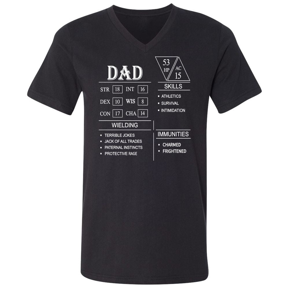 Dad Stat Block Unisex V-Neck T-Shirt - Black - 1