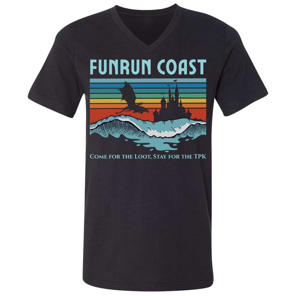 FUNRUN COAST Unisex V-Neck T-Shirt - Black - 1