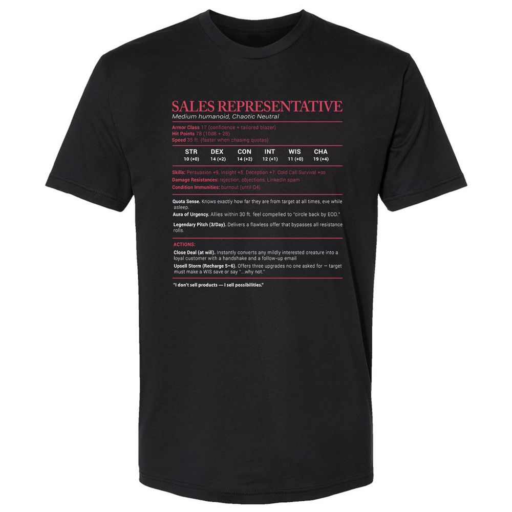 Sales Presentative Stats Premium Unisex T-Shirt - Black - 1