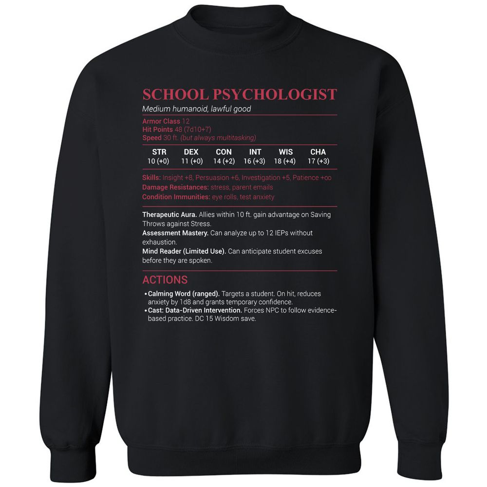 School Psychologist Classic Unisex Sweatshirt - Black - 1
