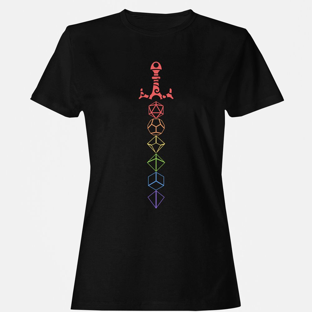 Rainbow Dice Sword LGBT Women's T-Shirt - Black - 1