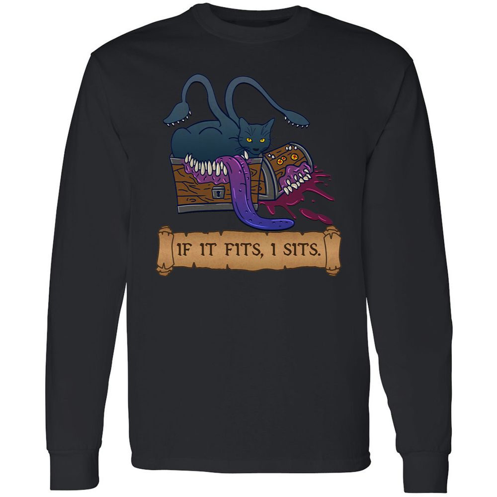 If It Fits I Sits Long Sleeve T-Shirt - Black - 1