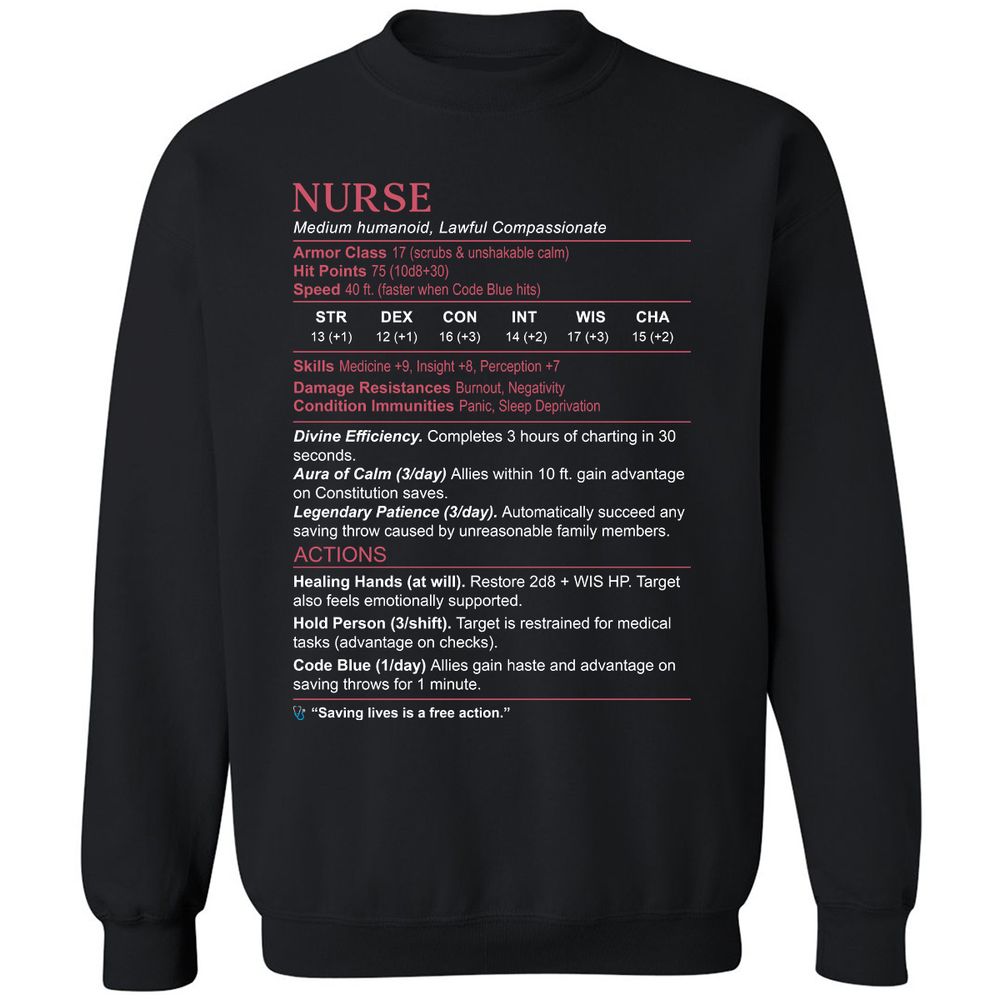Nurse Stats 3 Classic Unisex Sweatshirt - Black - 1