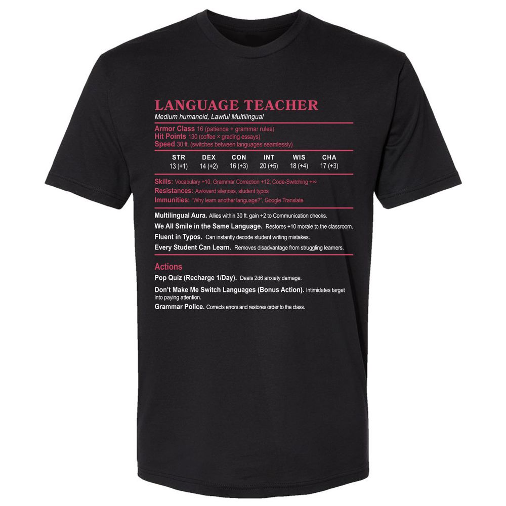 Language Teacher Premium Unisex T-Shirt - Black - 1