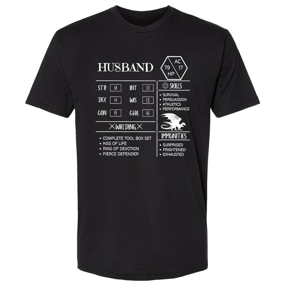 Husband Stats 2 Premium Unisex T-Shirt - Black - 1
