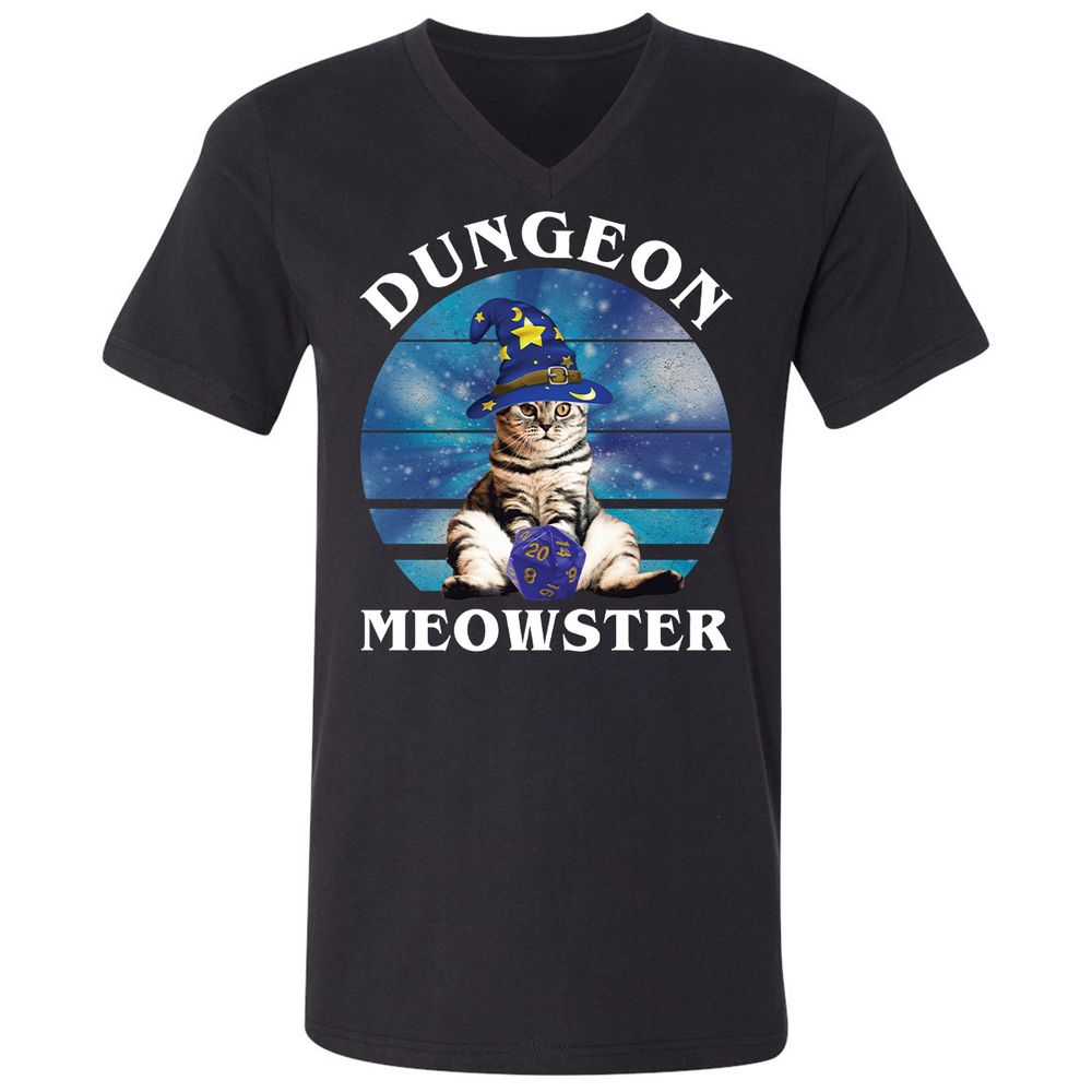 Dungeon Meowster Vintage Unisex V-Neck T-Shirt - Black - 1
