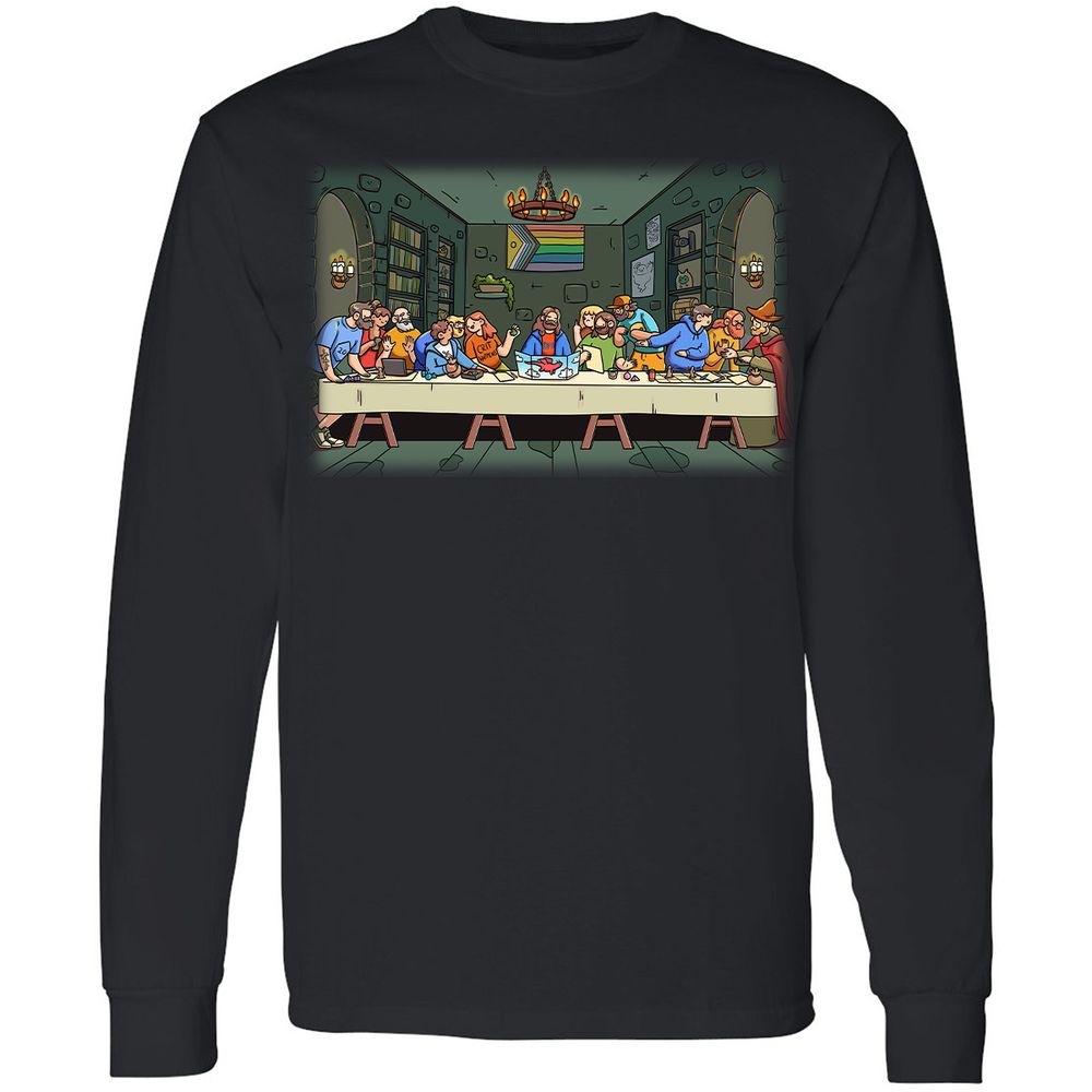 DnD Characters Pride Themed The Last Supper Shirt Long Sleeve T-Shirt - Black - 1