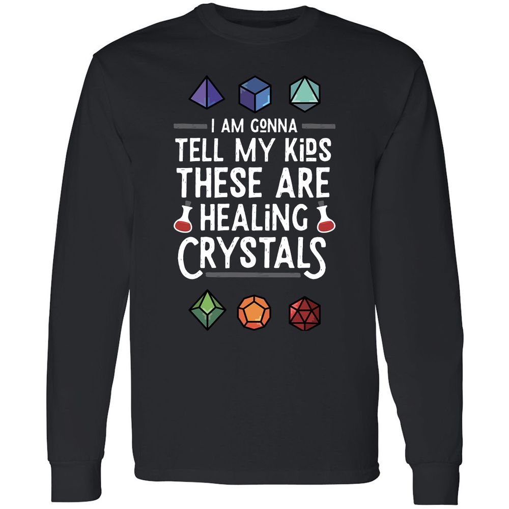 Healing Crystals Long Sleeve T-Shirt - Black - 1