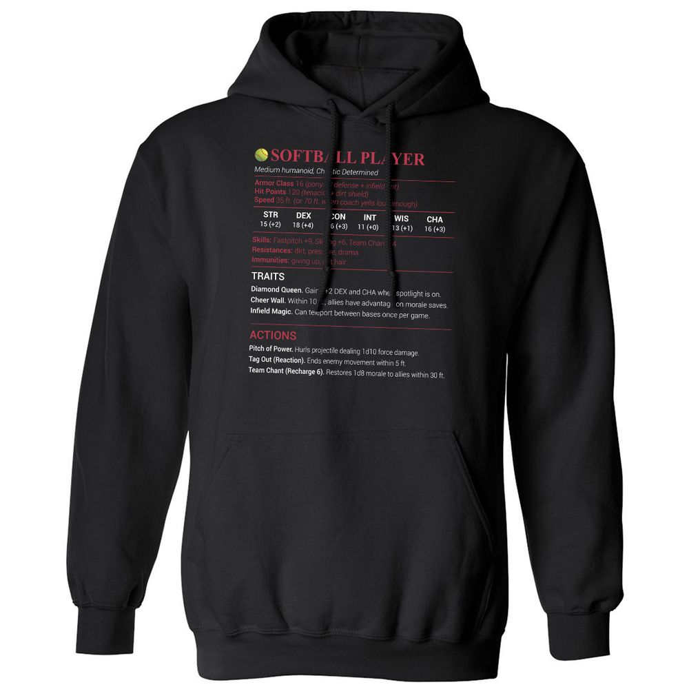 Softball Player Classic Unisex Hoodie - Black - 1