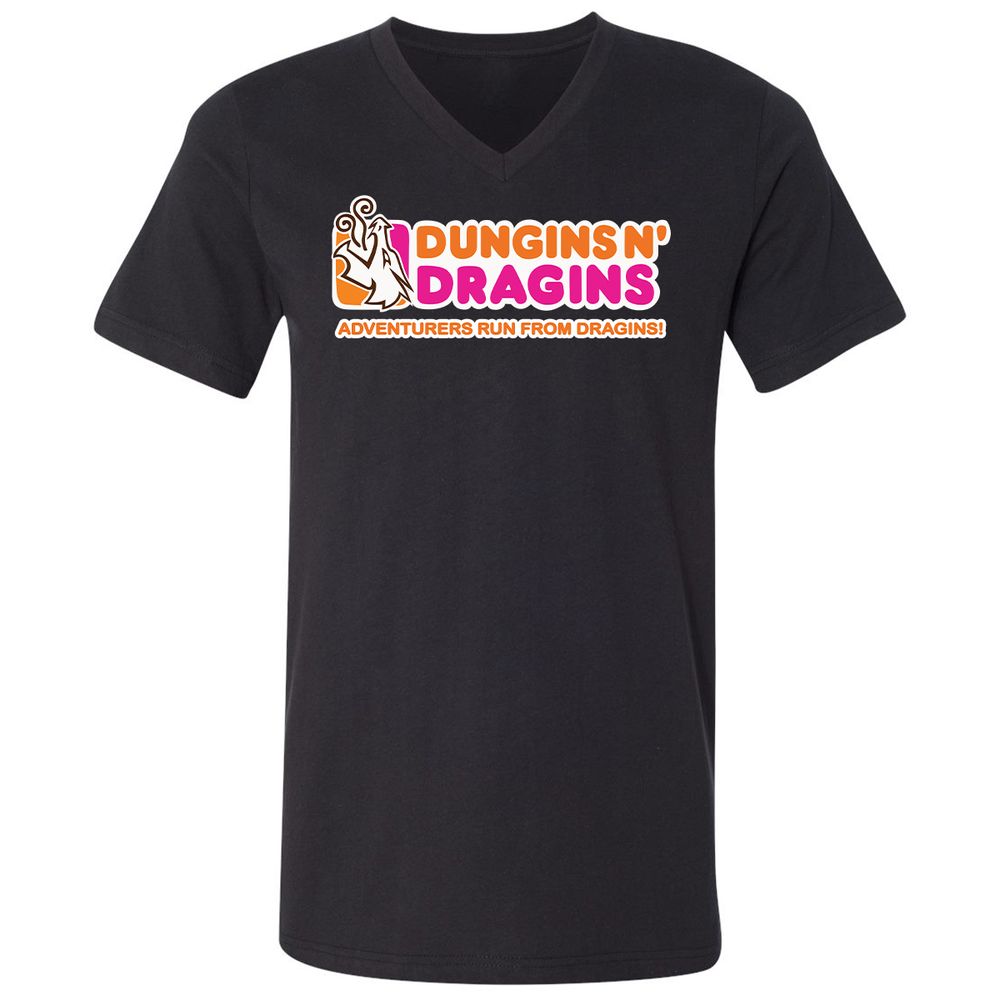 Dungins & Dragins Unisex V-Neck T-Shirt - Black - 1
