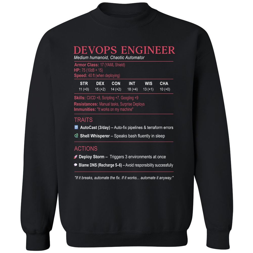 DevOps Engineer Stats Classic Unisex Sweatshirt - Black - 1