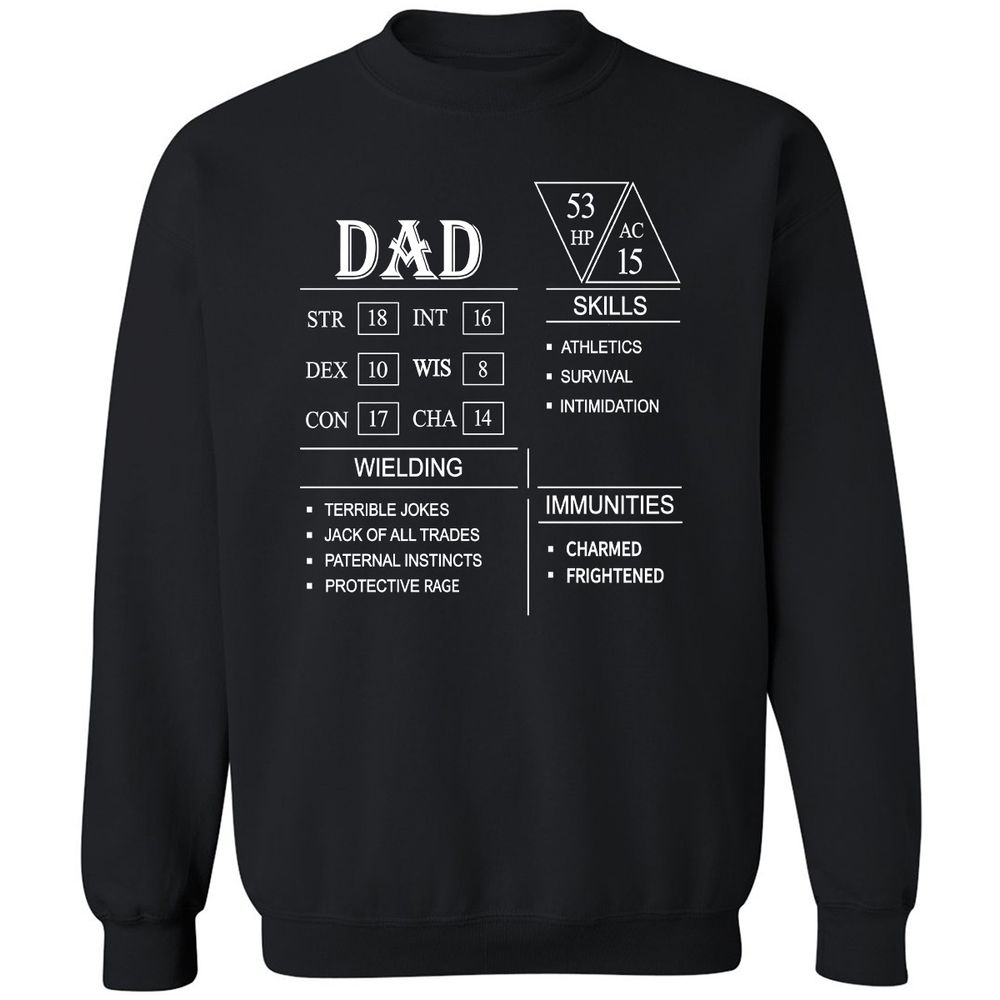 Dad Stat Block Classic Unisex Sweatshirt - Black - 1