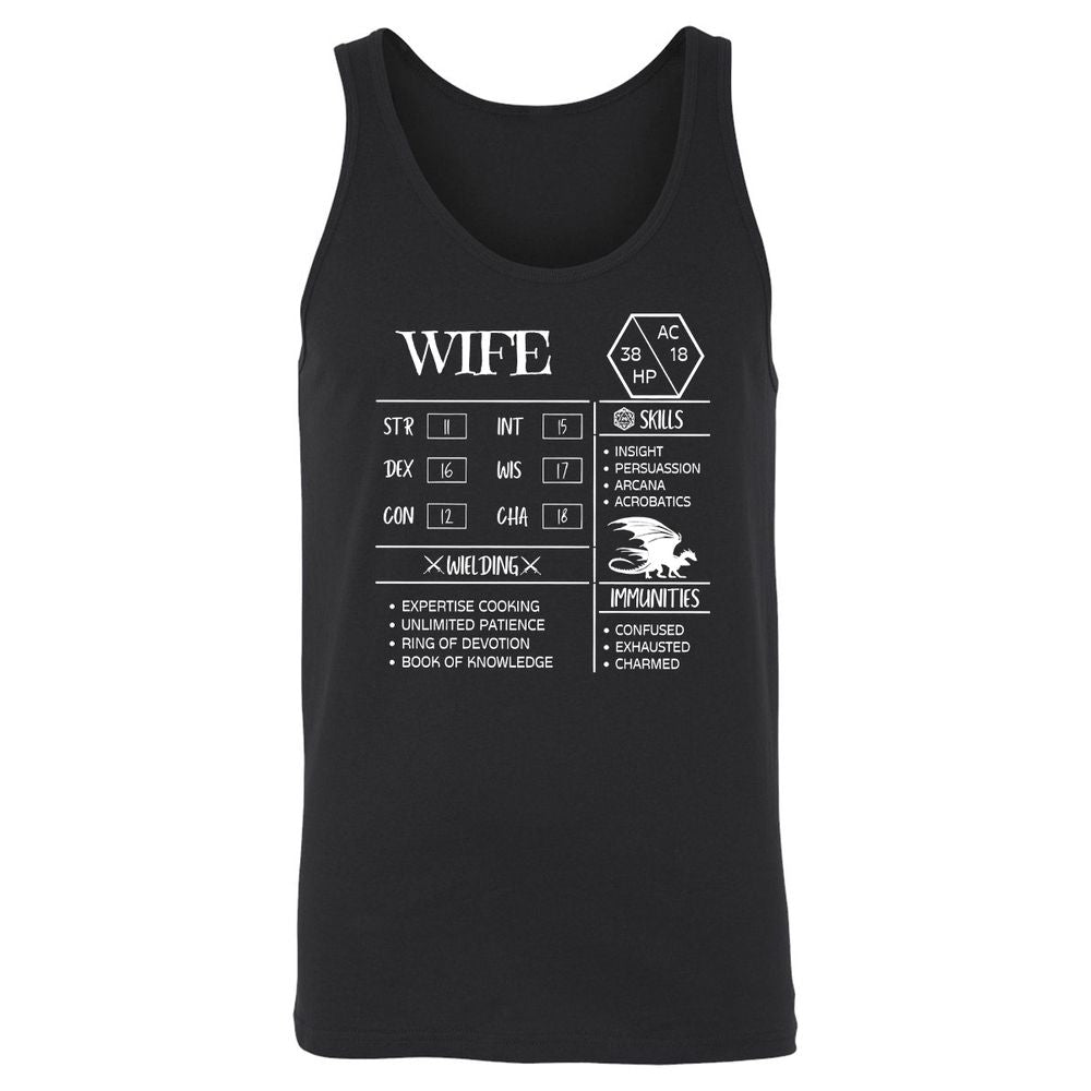 Wife Stats 2 Unisex Jersey Tank - Black - 1