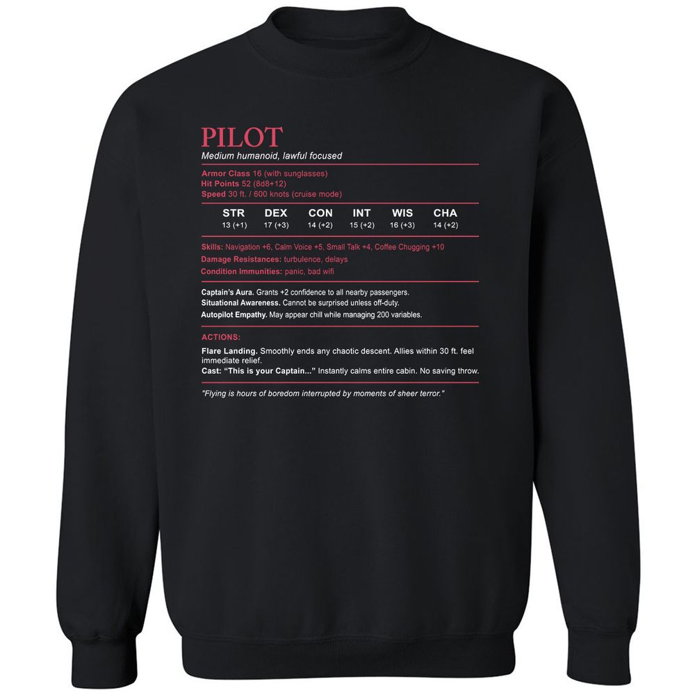 Pilot Stats Classic Unisex Sweatshirt - Black - 1
