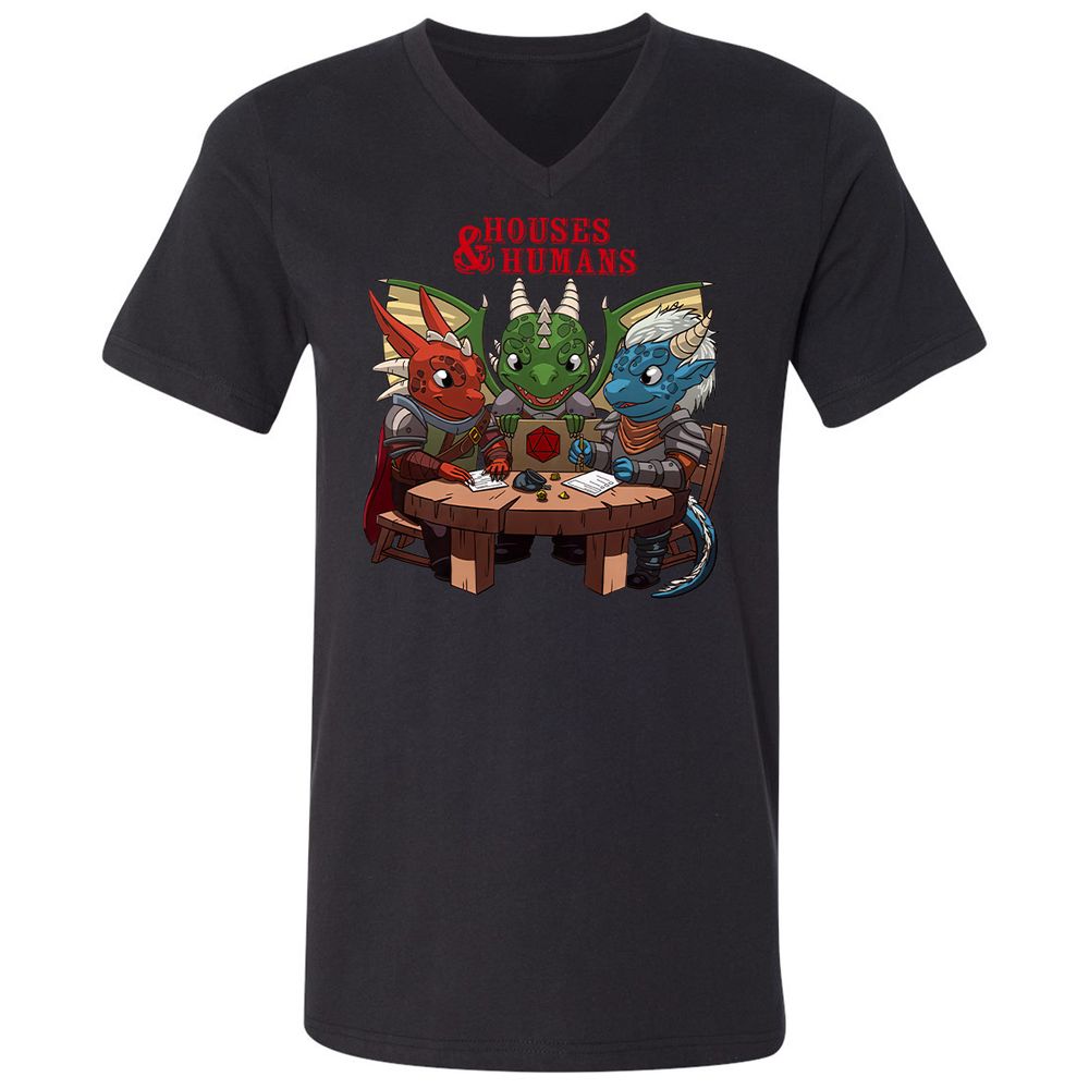 Houses & Humans Unisex V-Neck T-Shirt - Black - 1