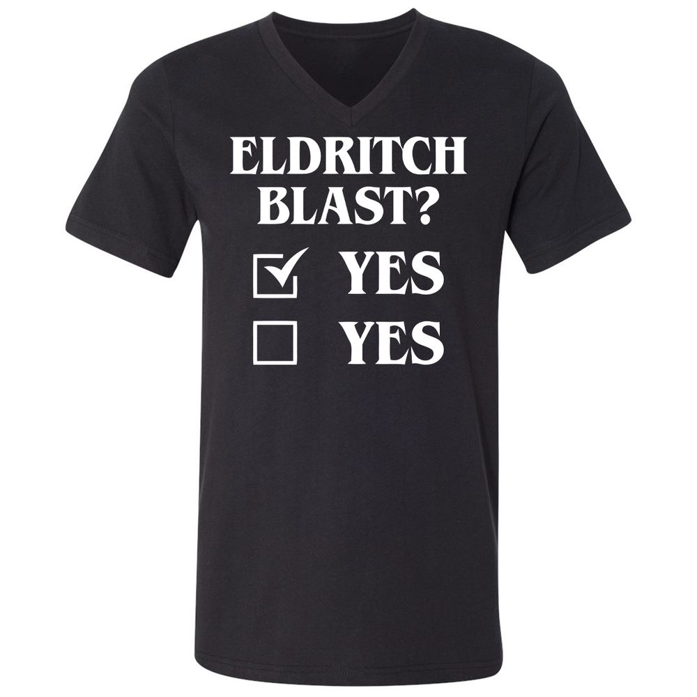 Eldritch Blast Yes Unisex V-Neck T-Shirt - Black - 1