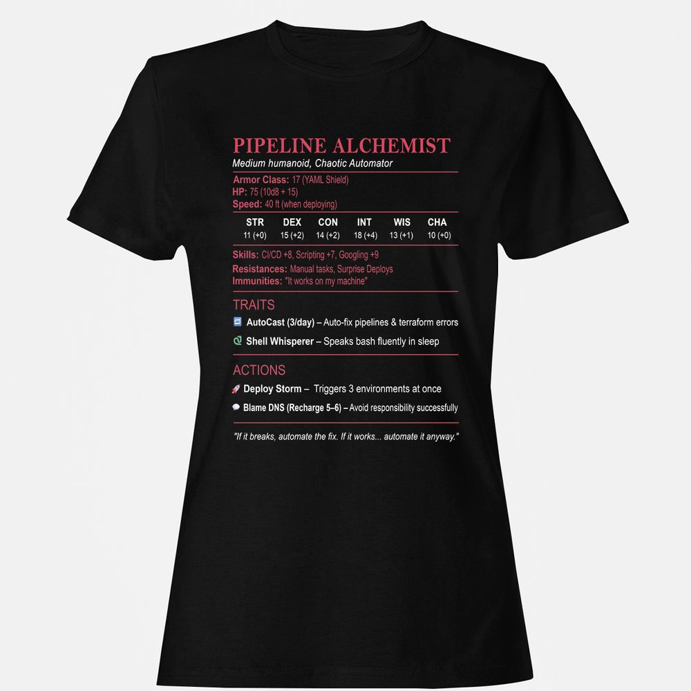 DEVOPS Stats (Pipeline Alchemist) Women's T-Shirt - Black - 1