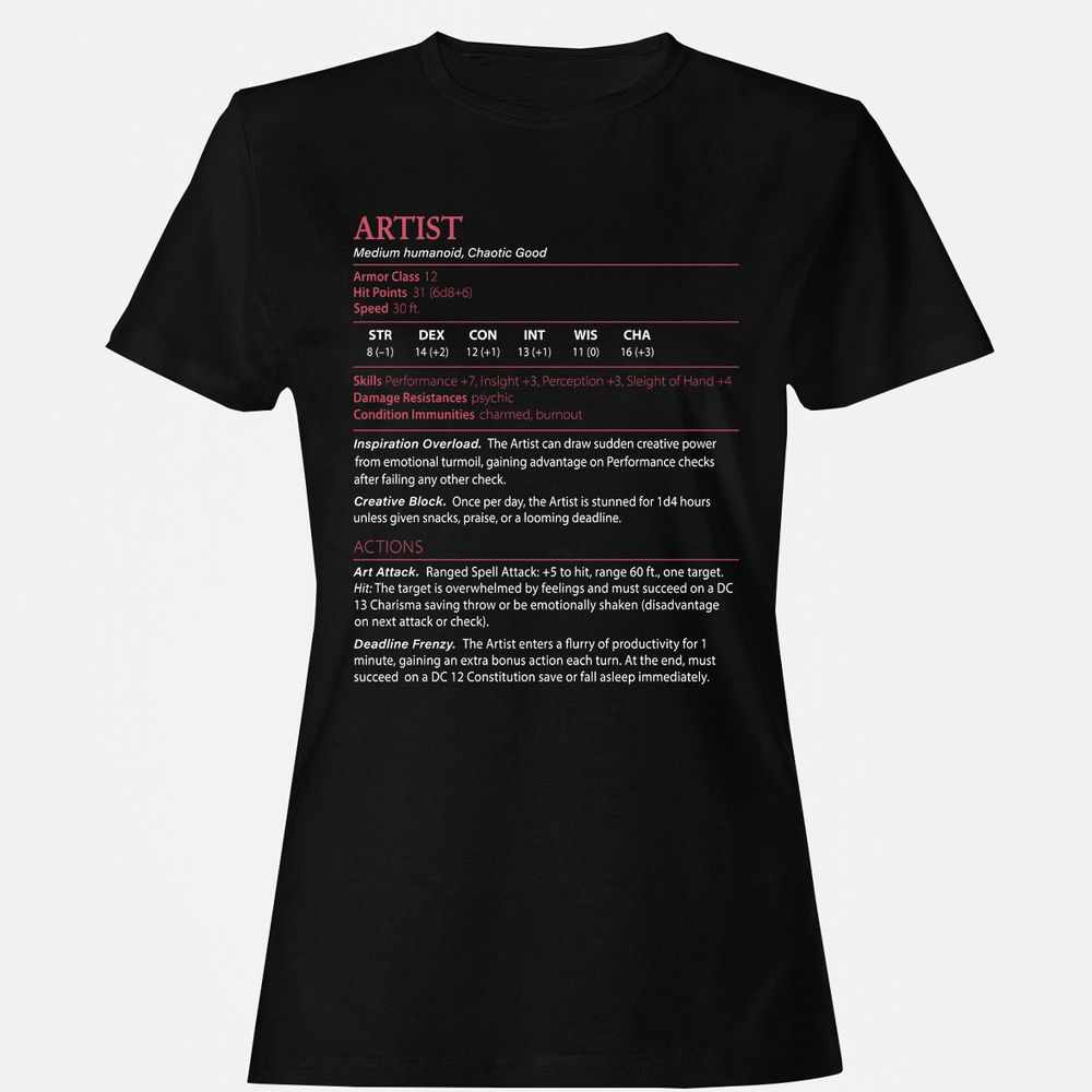Artist Stats Women's T-Shirt - Black - 1