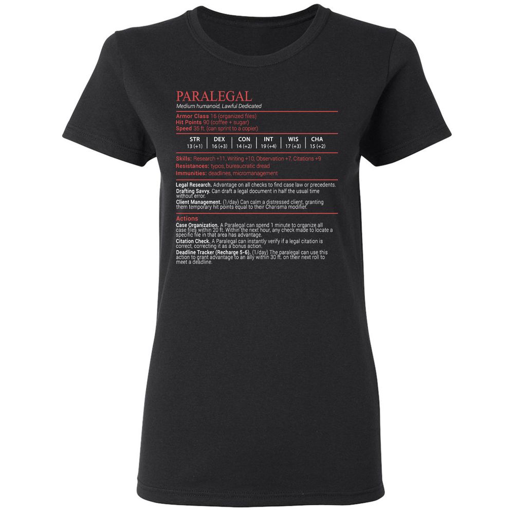 Paralegal Stats Block Women's T-Shirt - Black - 1