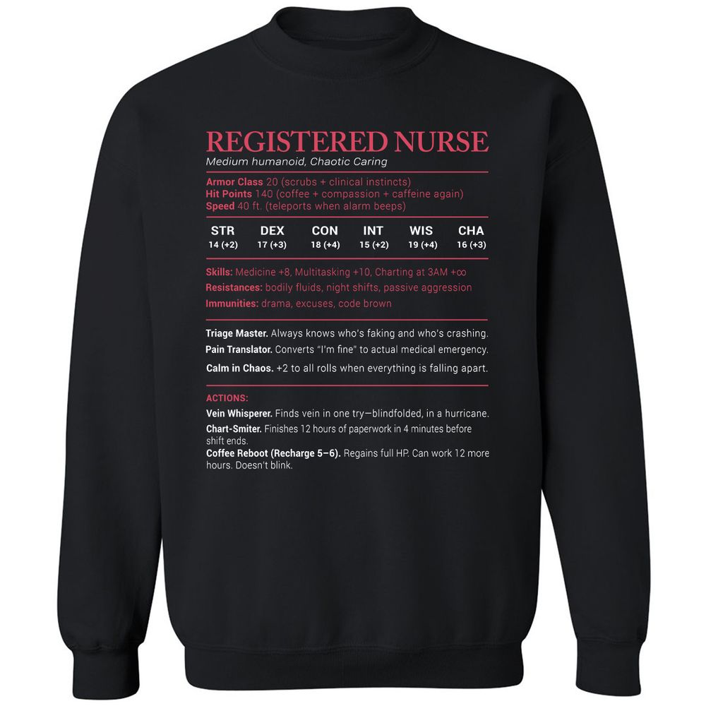 Registered Nurse Stats Classic Unisex Sweatshirt - Black - 1
