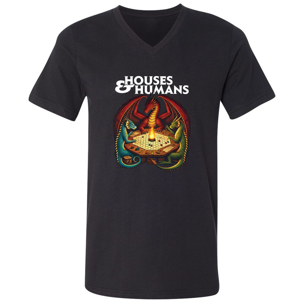 Houses & Humans Unisex V-Neck T-Shirt - Black - 1