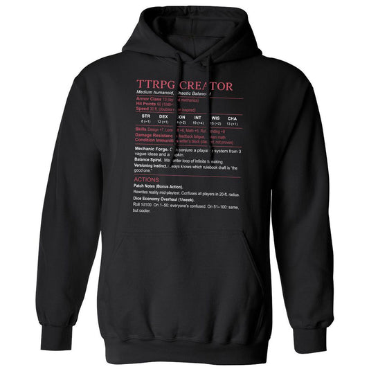TTRPG Creator Stats Classic Unisex Hoodie - Black - 1