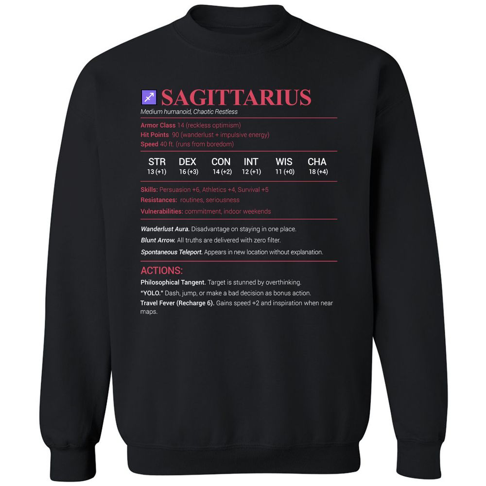 Sagittarius Stats Classic Unisex Sweatshirt - Black - 1