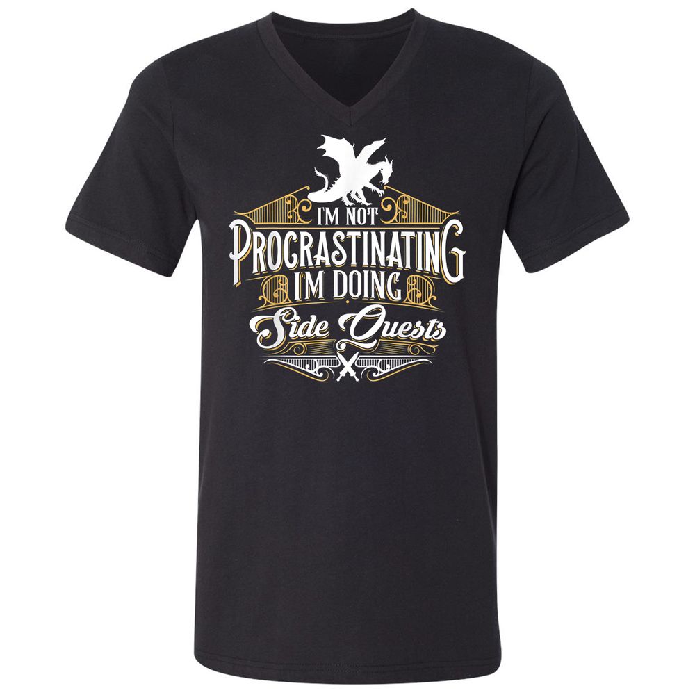 I'm Doing Side Quests Unisex V-Neck T-Shirt - Black - 1