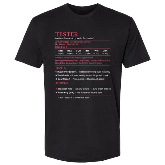 Tester Stats Premium Unisex T-Shirt - Black - 1