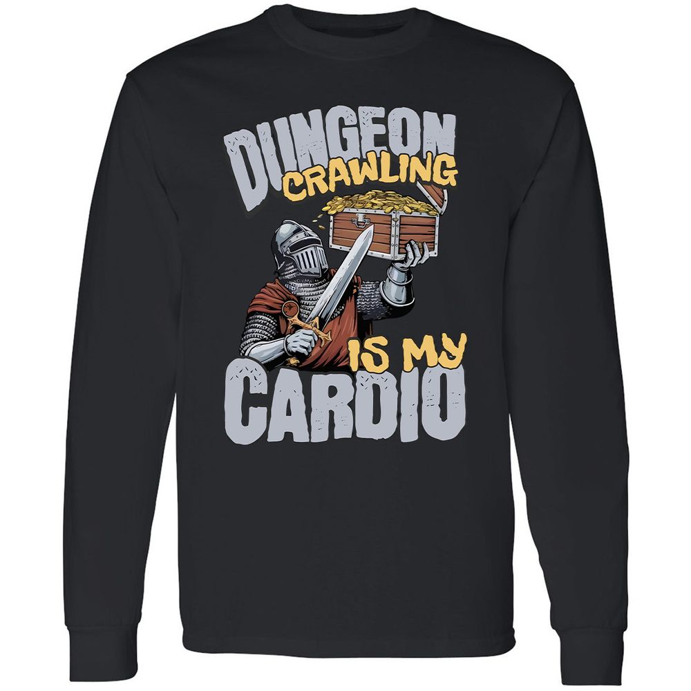 Dungeon Crawling Is My Cardio Long Sleeve T-Shirt - Black - 1
