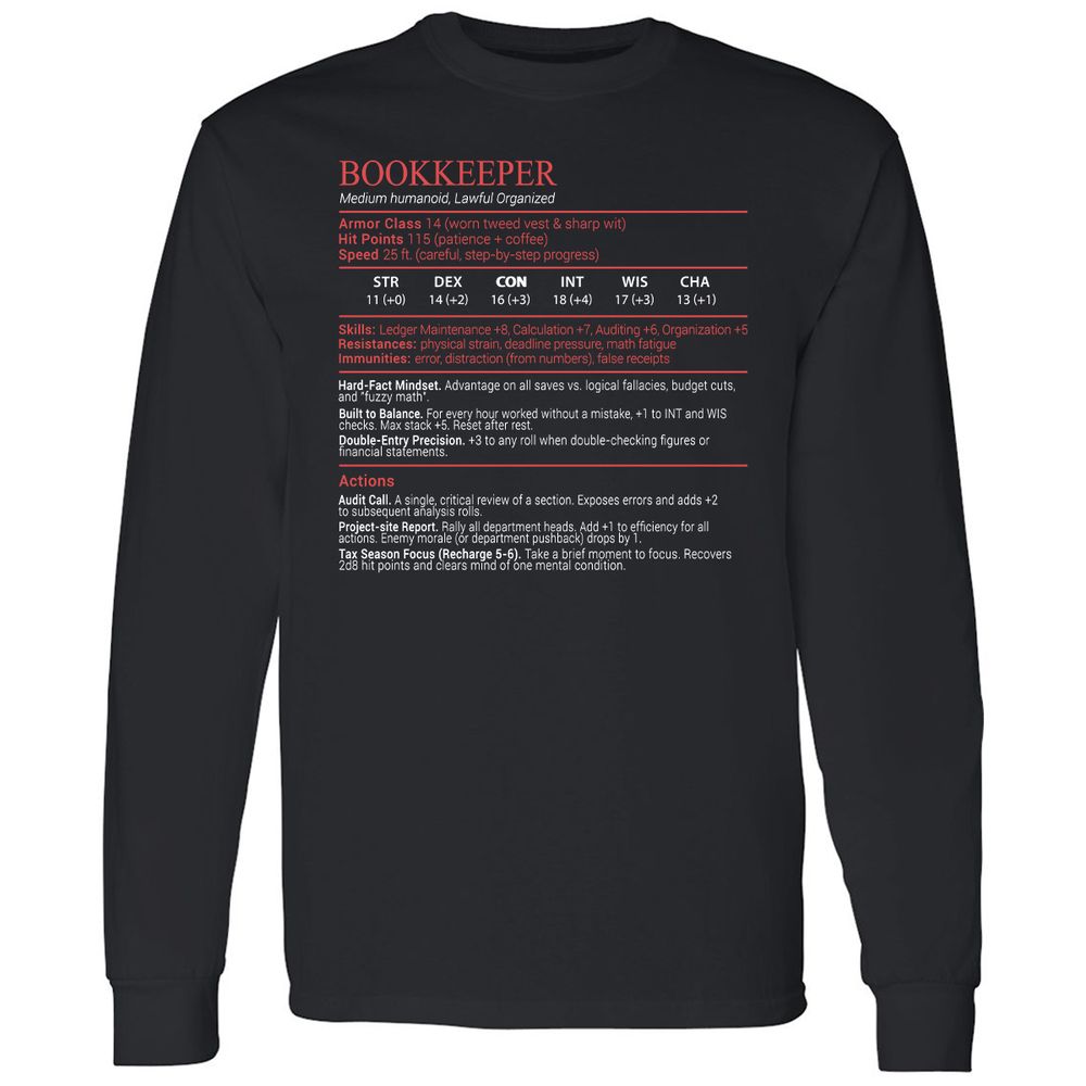 Bookkeepper Stats Block - Black - 1