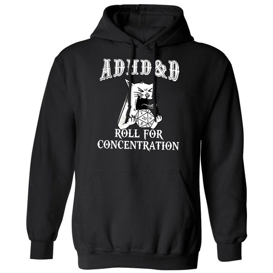 Cat ADHD&D Roll For Concentration Classic Unisex Hoodie - Black - 1