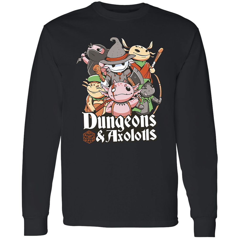 Dungeons And Axolotls Long Sleeve T-Shirt - Black - 1