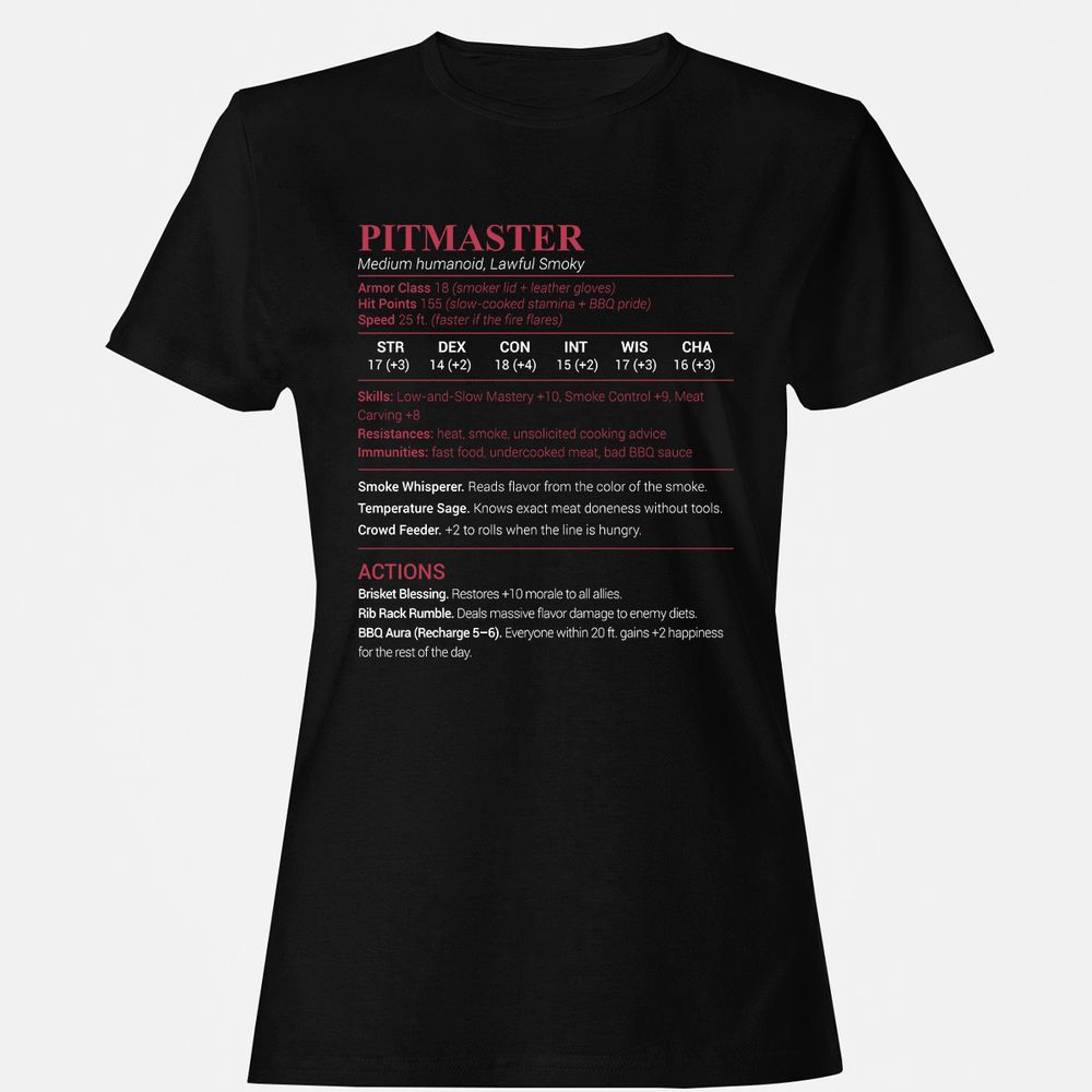 Pitmaster Stats Women's T-Shirt - Black - 1