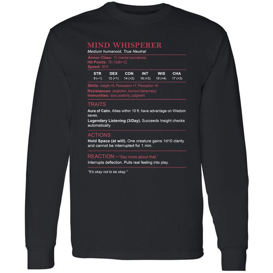 Therapist Stats Long Sleeve T-Shirt - Black - 1