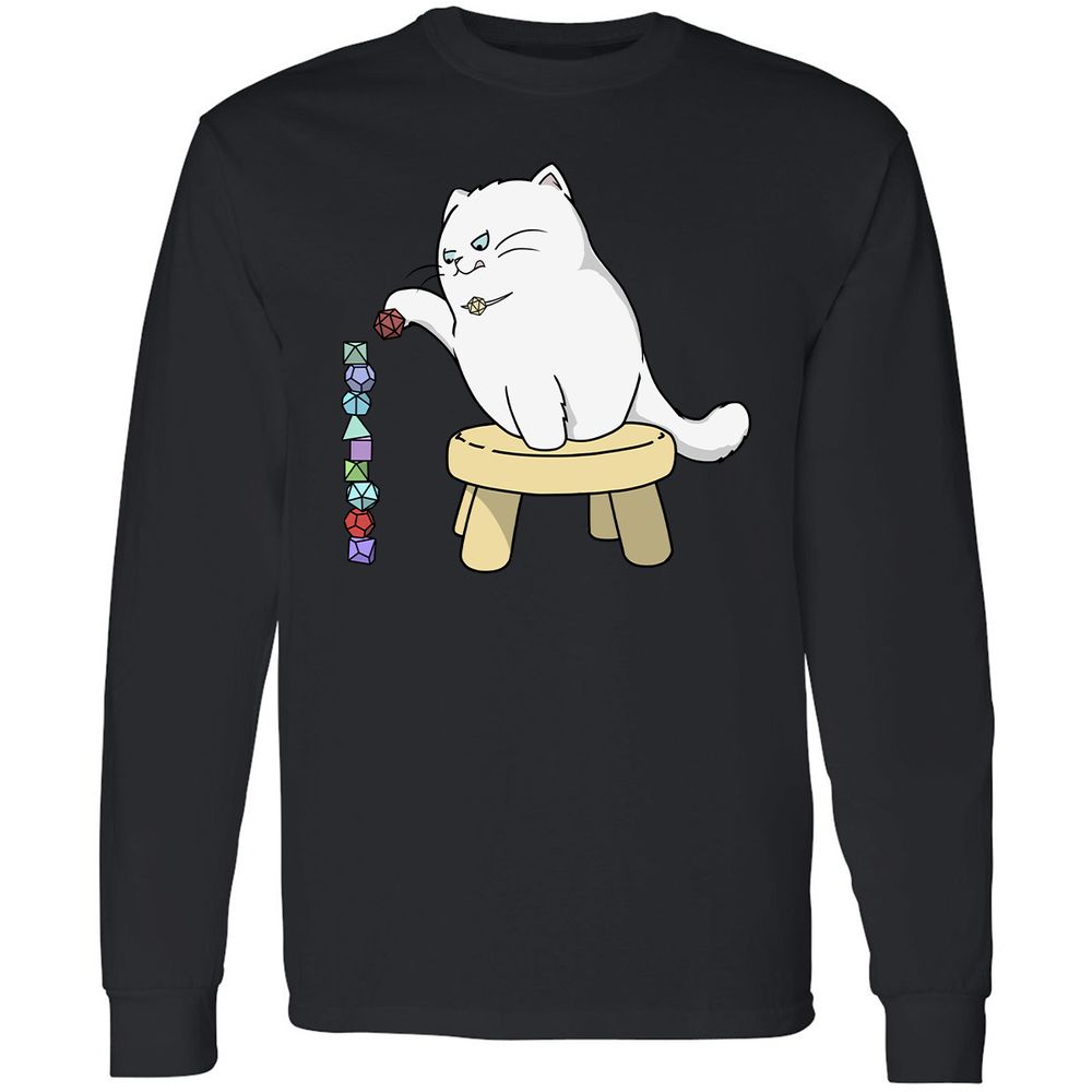 Cat Stacking Dice Long Sleeve T-Shirt - Black - 1