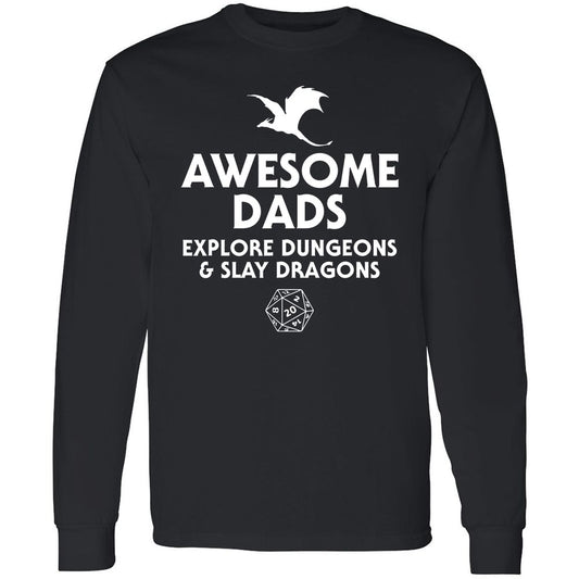 Awesome Dads Slay Dragons Long Sleeve T-Shirt - Black - 1