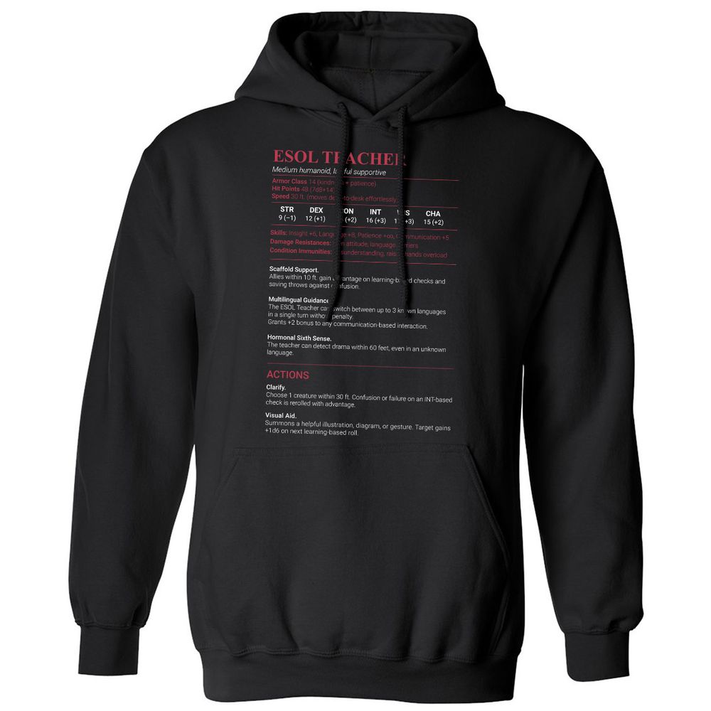 ESOL Teacher Classic Unisex Hoodie - Black - 1