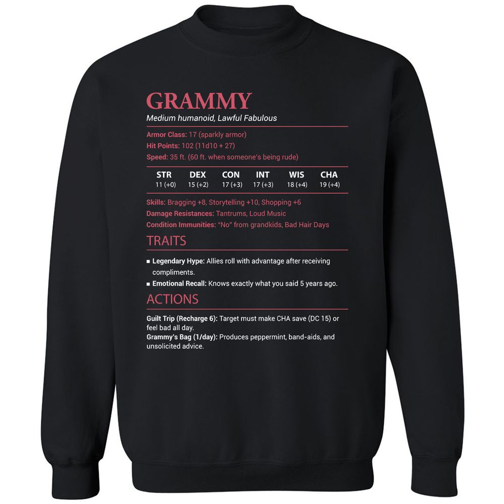 Grammy Stats Classic Unisex Sweatshirt - Black - 1