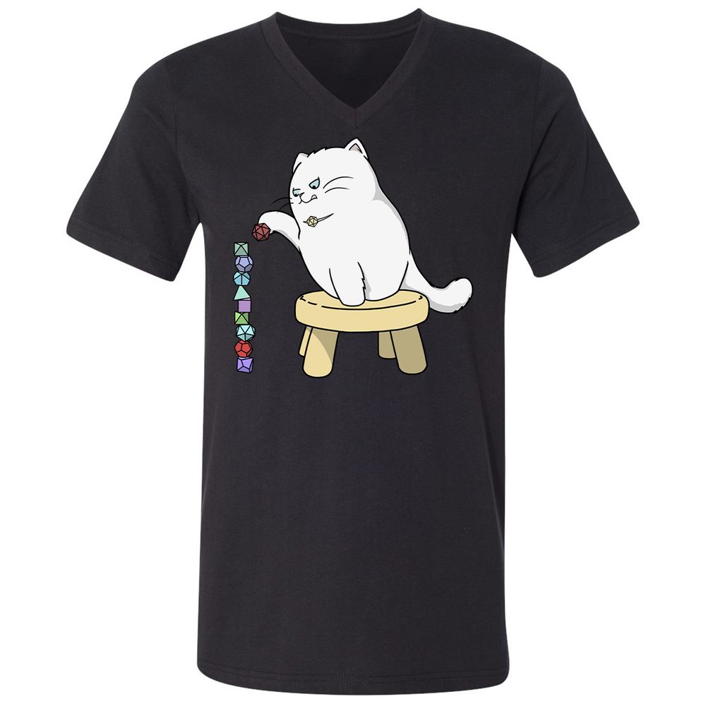 Cat Stacking Dice Unisex V-Neck T-Shirt - Black - 1