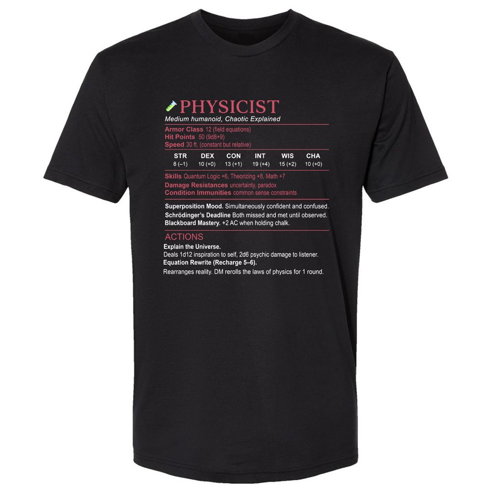 Physicist Stats Premium Unisex T-Shirt - Black - 1