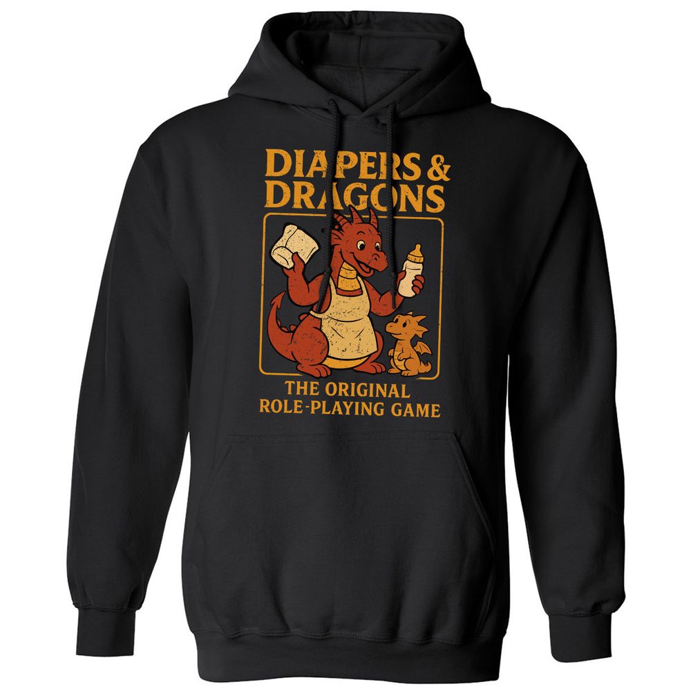 Diapers & Dragons Classic Unisex Hoodie - Black - 1