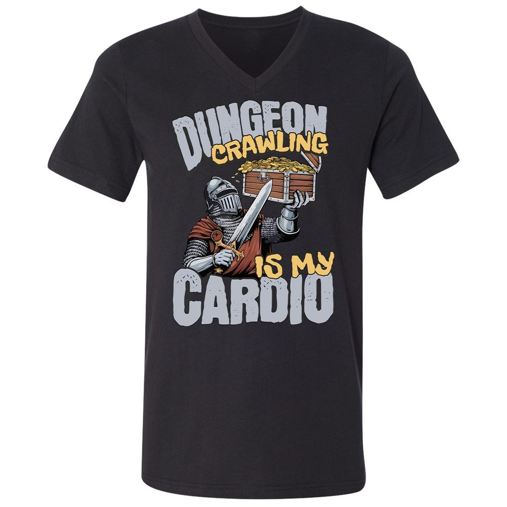 Dungeon Crawling Is My Cardio Unisex V-Neck T-Shirt - Black - 1
