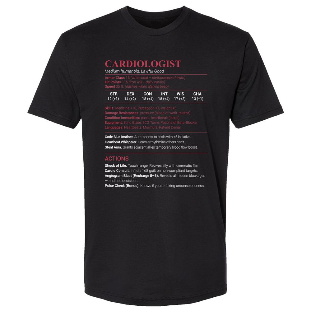 Cardiologist Stats Premium Unisex T-Shirt - Black - 1